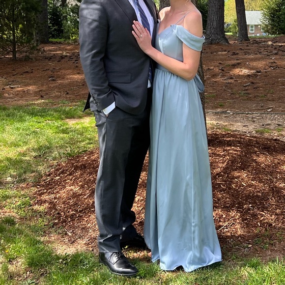 David's Bridal | Dresses | Bridesmaids Dress Dusty Blue | Poshmark